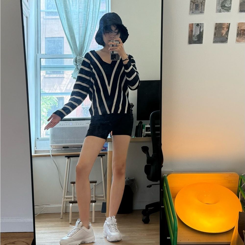 Anthropologie Black and White Striped Top